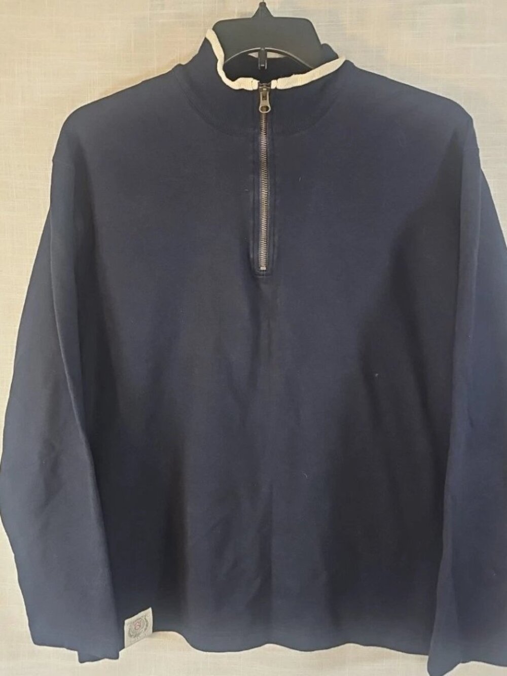Men's R Lauren Blue 1/4 Zip Sweater Logo Pullover-Medium